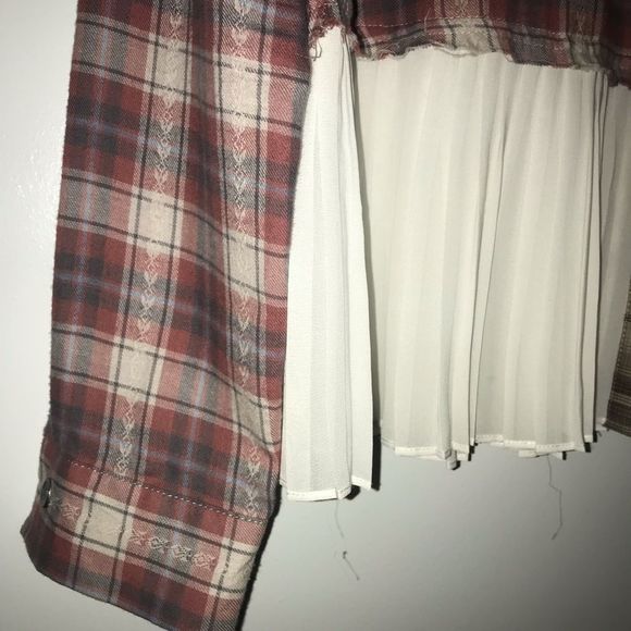 Gimmicks by BKE Mixed Media Plaid Shirt Small S - Picture 4 of 8